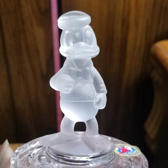 1985 Hofbauer Disney Donald Duck Lead Crystal Trinket Dish Vintage Glass EUC - Picture 3 of 9